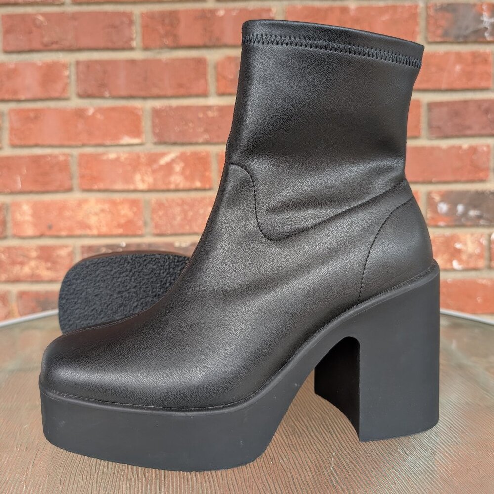 Women's Diba Black Leather Platform Ankle Boots Size 8